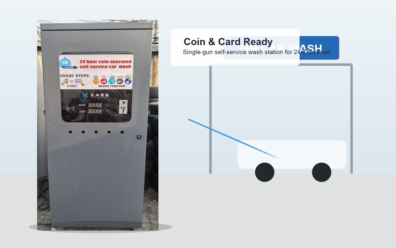 single gun self service car wash station in a modern wash bay